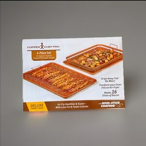 New Copper Chef Pro XL Bacon Crisper Rack + Crisper Basket - 4 Piece